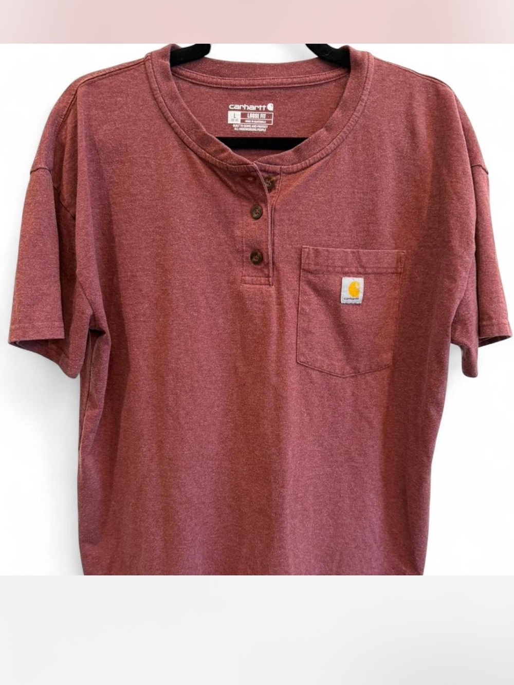 Carhartt Women’s Short Sleeve Henley Pocket Tee - Maroon Heather